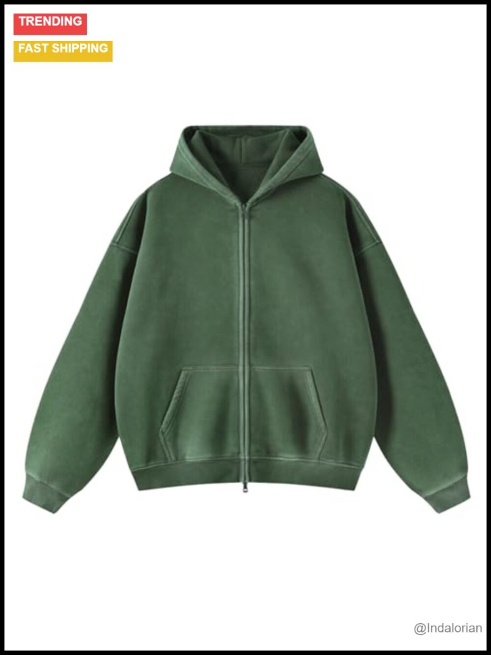 Unisex Double Zip Up Oversized Fleece Hoodie Sweatshirt Heavyweight